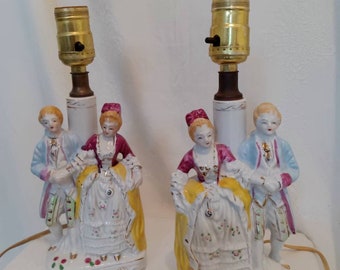 Lamps, vintage lamps, colonial lamps, boudoir lamps, porcelain lamps, Victorian lamps, antique lamps