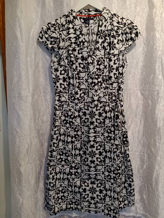 Dress, black and white dress, designer dress, wrap