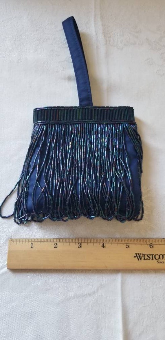 Bag, Purse, Wristlet, Beaded Bag, Small Bag,  Blu… - image 4