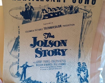 The Jolson story, al Jolson, Saul chaplin, sheet music, music, vintage sheet music, classic sheet music, music collection, collectables, Jol