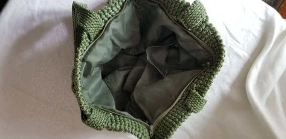Handmade Handbag,  Vintage Bag,  Knit bag,  Green… - image 6