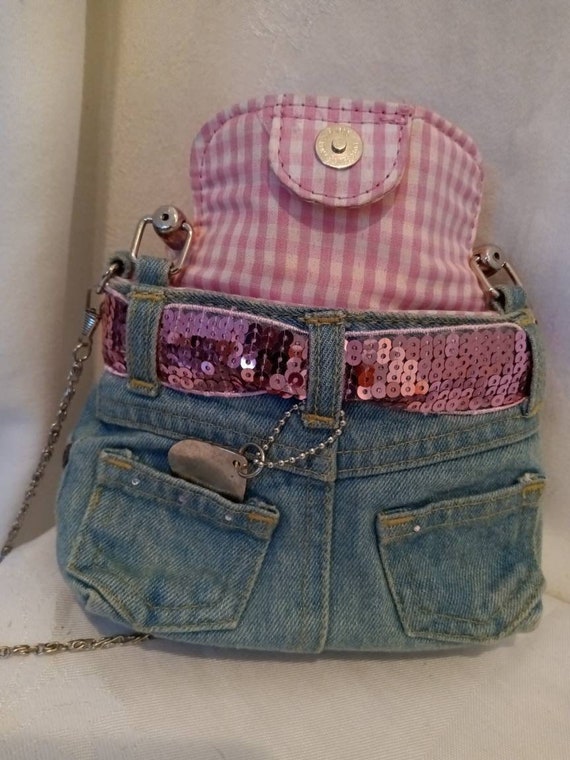 Mini denim booty bag, vintage bag, girls bag, dun… - image 9