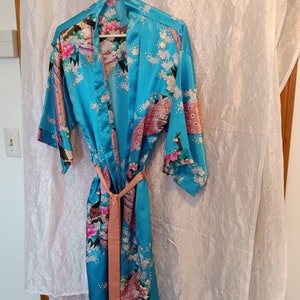 Lingerie, robe, peacock robe, women's accessories, junior accessories, vintage lingerie, kimono, peacock kimono, women's kimono, junior kimo image 10