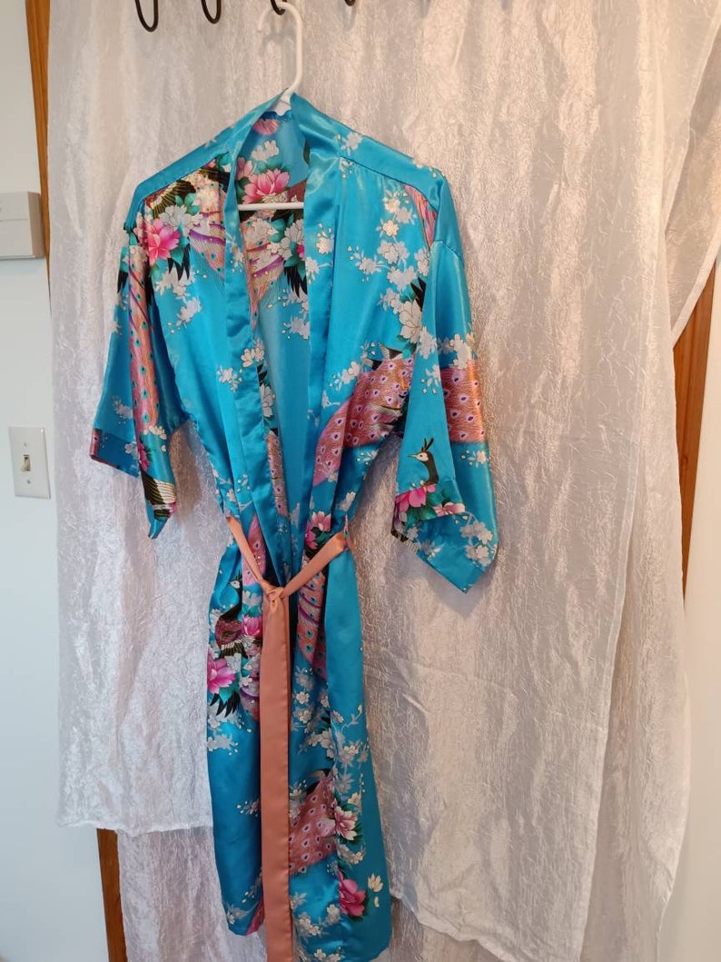 Lingerie, robe, peacock robe, women's accessories, junior accessories, vintage lingerie, kimono, peacock kimono, women's kimono, junior kimo image 10