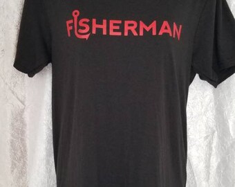 Graphic Tee,  Fisherman,  Black Tshirt,  Unisex tshirt,  Men's Tshirts, Size Small, Tee's,  Fun Tshirt