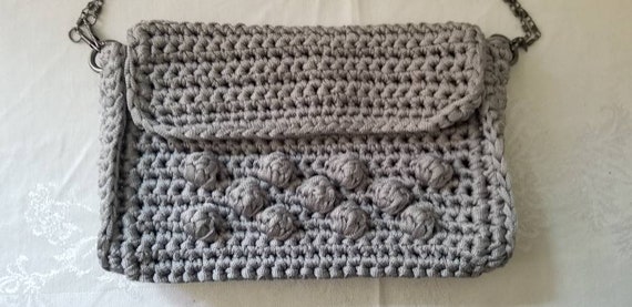 Bag, Unique Bag, Handmade Clutch,  Gray Bag,  Cro… - image 2