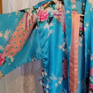 Lingerie, robe, peacock robe, women's accessories, junior accessories, vintage lingerie, kimono, peacock kimono, women's kimono, junior kimo image 9