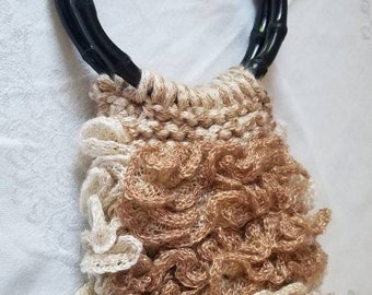 Bag, Handmade Bag,  Crocheted Bag,  Gold Bag,  Unique Bag, Unusual Bag,