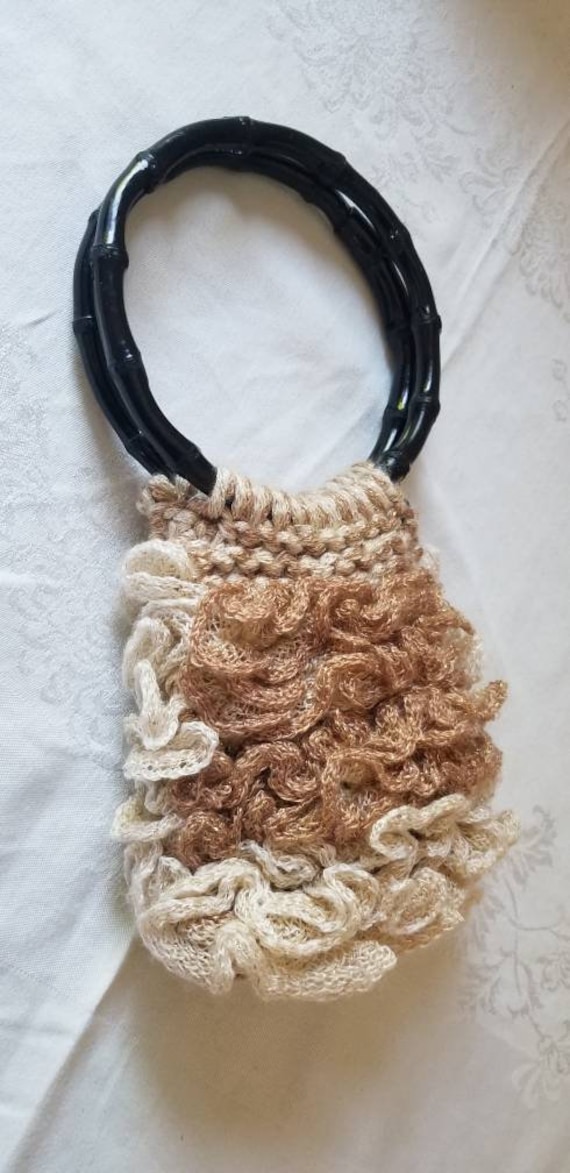 Bag, Handmade Bag,  Crocheted Bag,  Gold Bag,  Unique Bag, Unusual Bag,
