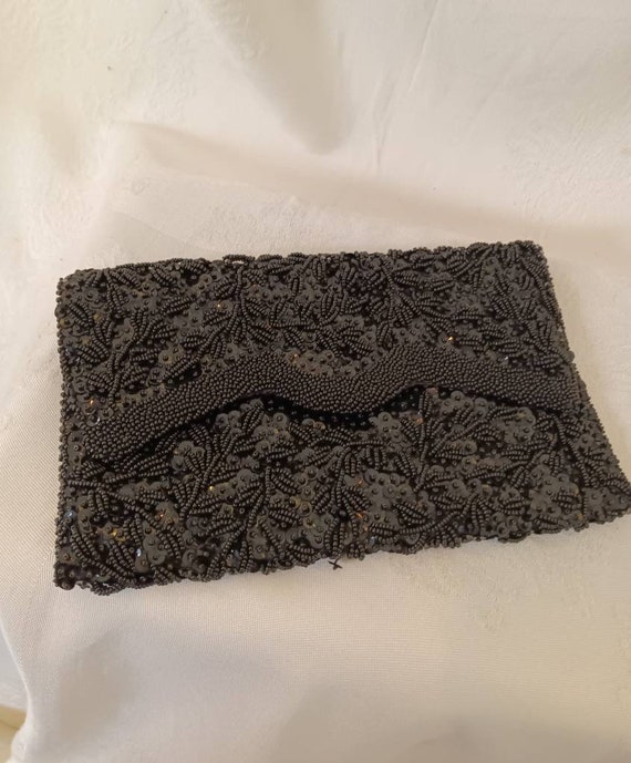 Clutch, vintage clutch, bag, evening bag, purse, black purse, evening accessories, beaded evening bag, beaded clutch, wedding accessories, e