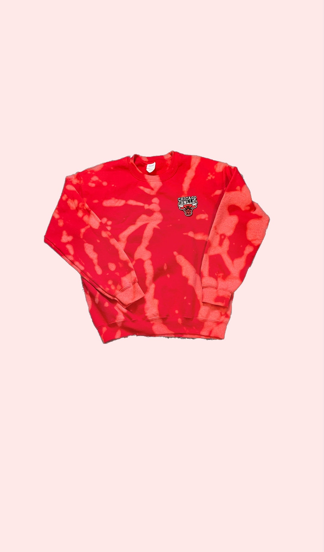 Bulls Tie Dye Crewneck o Felpa con cappuccio, Rosso S, M, L, XL