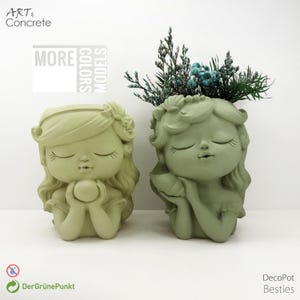 Decorative Girl Planter – Raysin Flower Pot for Dried Flowers – Handmade Home Accent