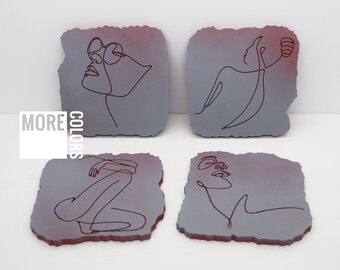 Posavasos decorativos de mujer – Juego de 4 posavasos – Decoración artística para el hogar