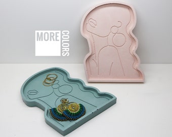 Woman Figurine Jewelry Dish – Decorative Trinket Tray – Minimal Home Decor