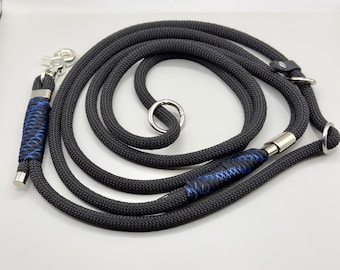 Ready to Ship Black Rope with Silver Hardware  Convertible Hands Free Multifunctional Slip-on Premium Paracord Rope Dog Leash