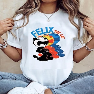 Maglietta tributo a Felix The Cat, design ispirato ai cartoni animati vintage
