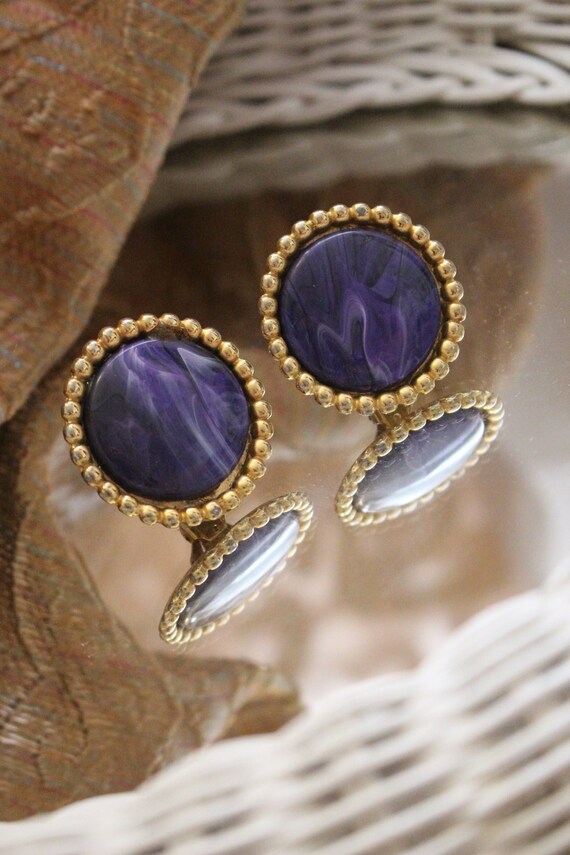 Royal Purple and Gold Earrings (Clip ons)