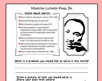 Martin Luther King Jr. Worksheet for Preschool, Kindergarten, First Grade