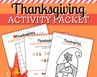 Thanksgiving Activity Packet Printable, Word Search, Crossword Puzzle, Mazes, Secret Message, Word Scramble, Coloring Pages, No Prep