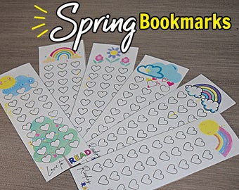 Reading Log Bookmarks Printable for Kids - Rainbow/Spring Themed