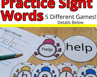Sight Word Practice Printables - Games - Spelling - Flash Cards - Activities - Preschool - Kindergarten - First Grade - Bug Themed