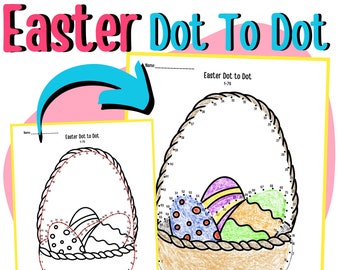 Easter Connecting Dots Under 100, Count to 100, Dot to Dot under 200, Easter Bunny, Easter Eggs, Easter Basket, Kindergarten Activity