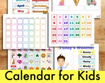 Daily Kids Calendar, Weather, and Days of the Week Printable - Morning Calendar Preschool & Kindergarten Homeschool
