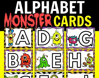 Monster Alphabet Printable Activities - Alphabet Play Dough Mats - Alphabet Writing Practice - Flash Cards - PreK & Kindergarten Homeschool