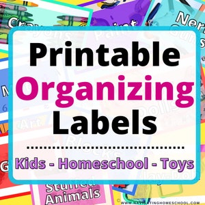 Kids Organizing Labels Printable, Homeschool, Toy Bins, Art Supplies