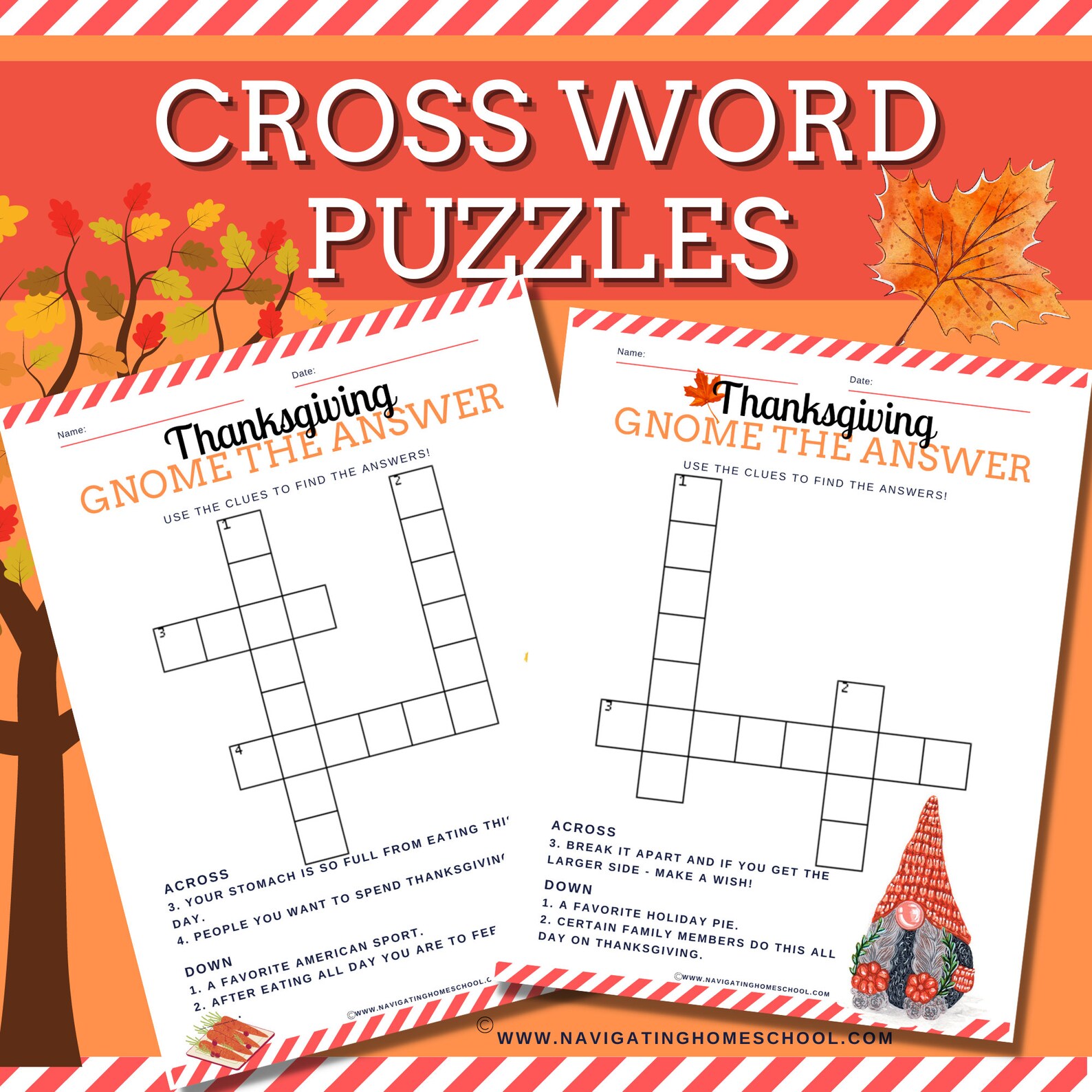 Thanksgiving Activity Packet Printable, Word Search, Crossword Puzzle ...