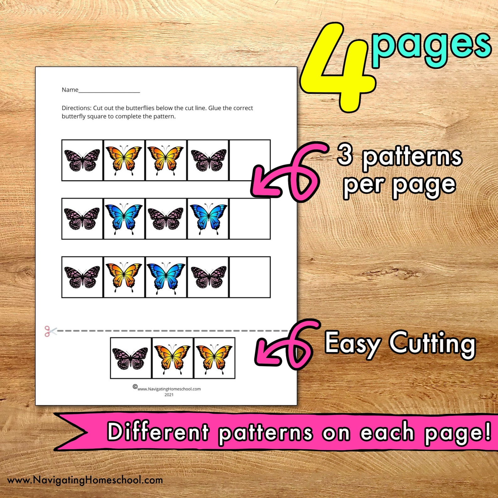 Pattern Worksheets Butterfly Themed Math Skills - Etsy