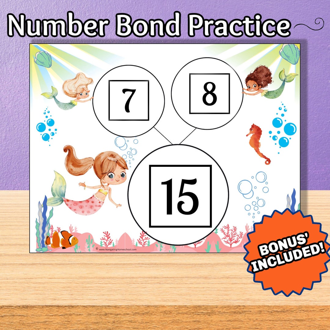Number Bonds Template With Worksheets for Kids Mermaid Theme Etsy Number Bonds Template With Worksheets for Kids Mermaid Theme Etsy