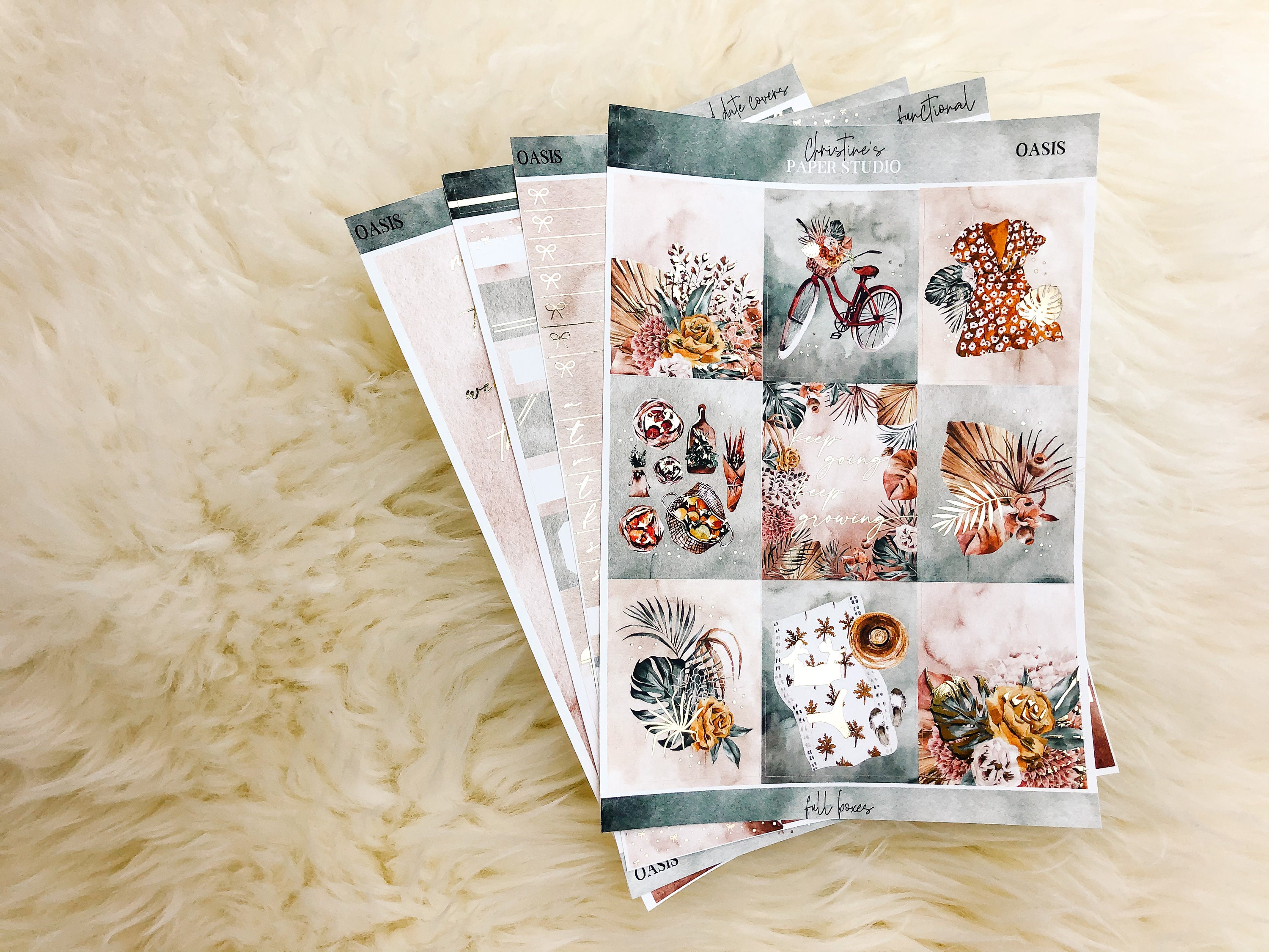 Oasis vertical kit || Foiled planner stickers