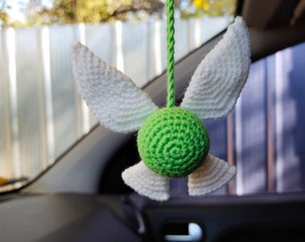 Zelda fairy Navi crochet car charm