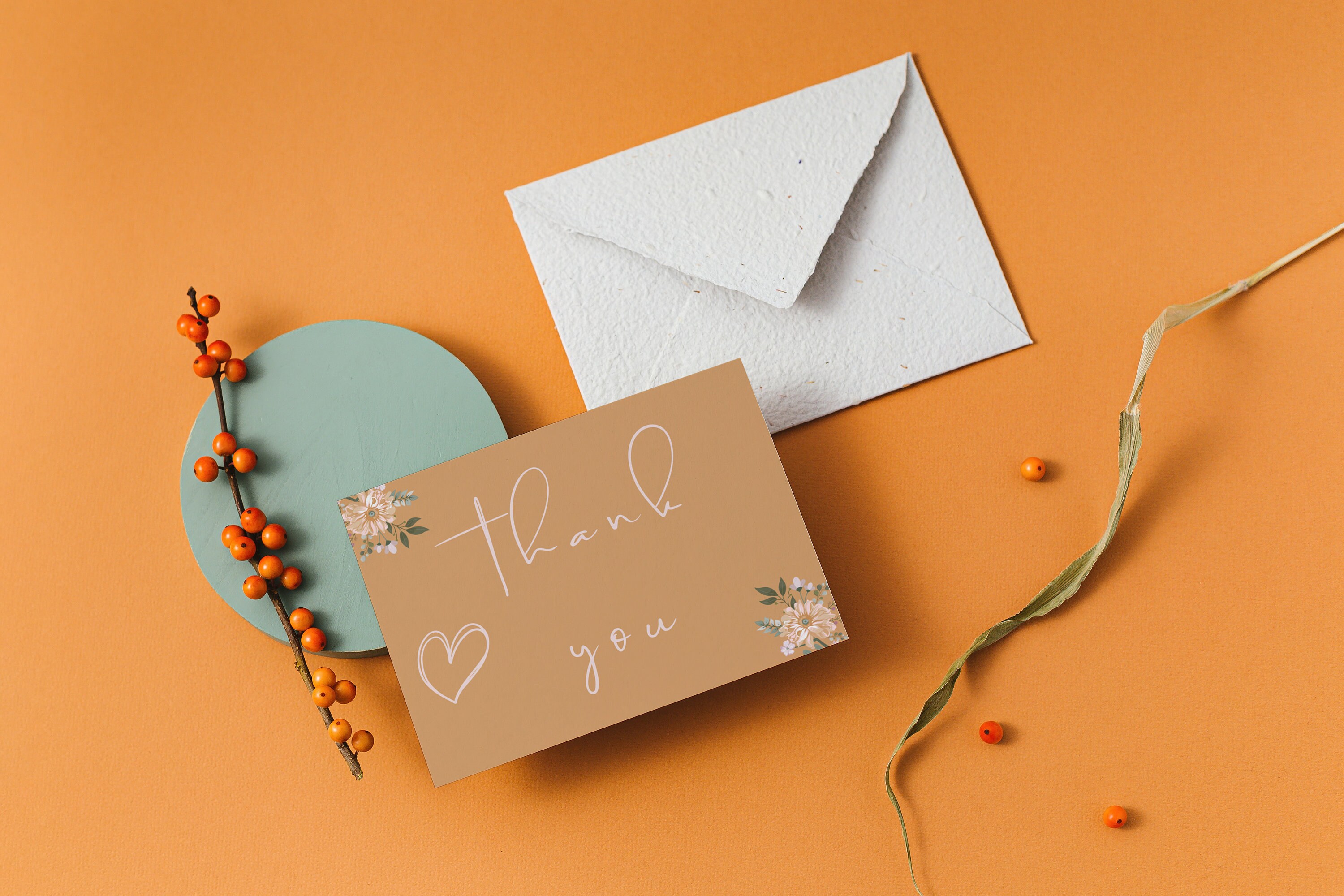 Floral Thank You Card Template Canva Thank You Editable - Etsy