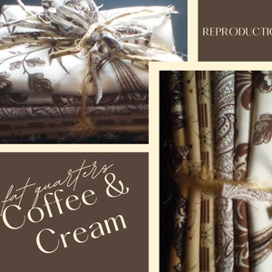 Reproduction Fat Quarter fabric bundle - 6 FQs in beautiful Creams & Browns.