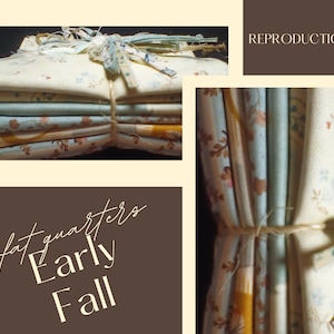 Reproduction Fat Quarter fabric bundle - 6 FQs in creams, browns, blues & rust