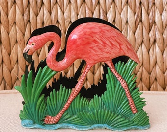 Vintage MCM Wooden Flamingo Napkin Holder