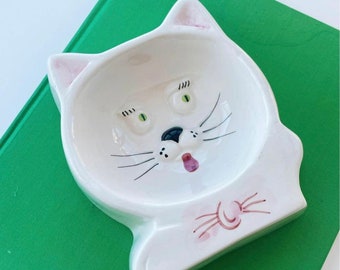 Vintage MCM 1960s Ceramic Cat Face Bowl