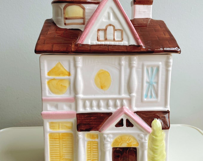 Vintage Otagiri Ceramic Victorian House Painted Lady Cookie Jar Canister Etsy