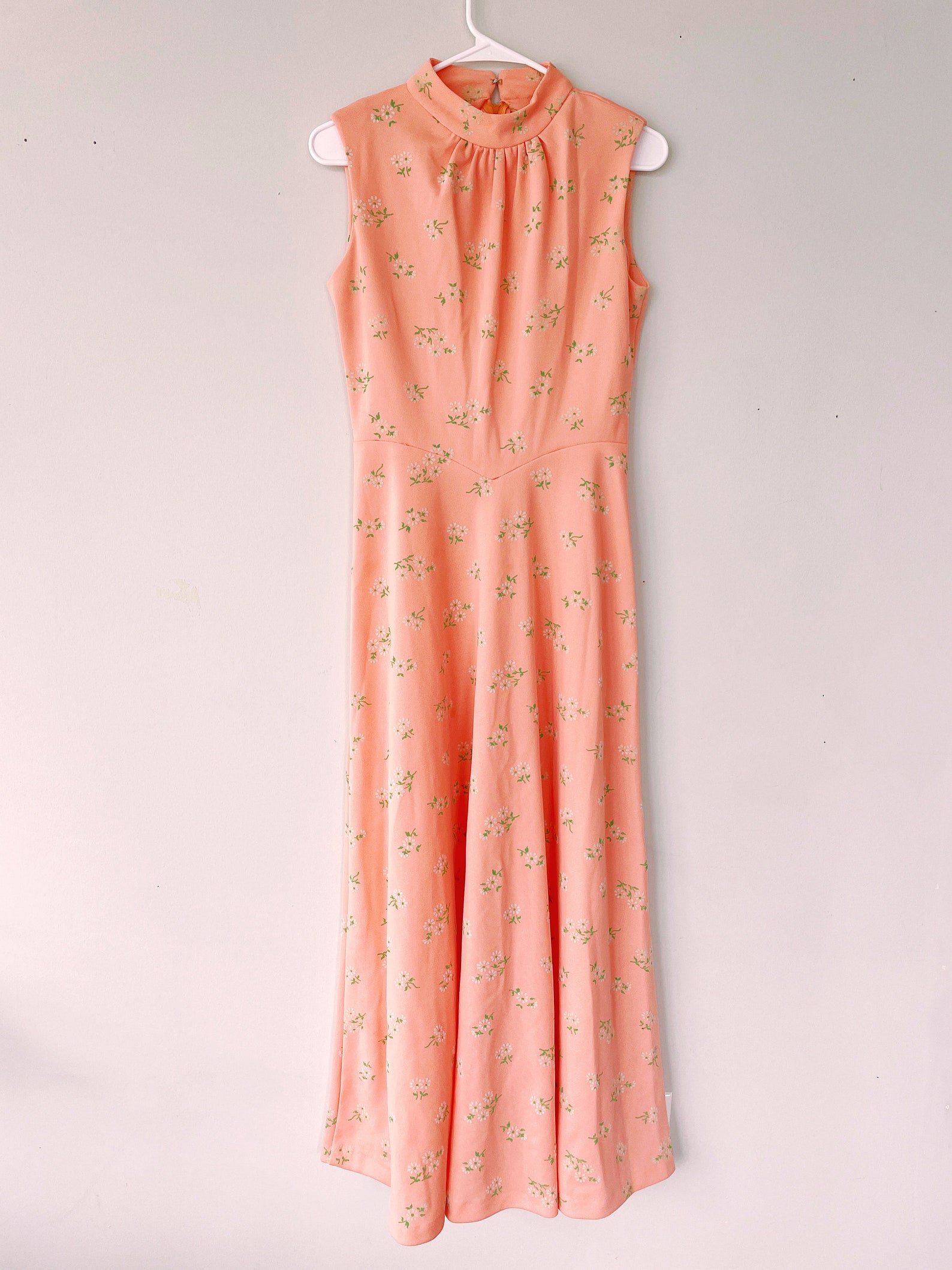 VTG 60s 70s FLORAL DAISY DITSY WHITE BLUE PURPLE PINK SUMMER DAISY DRESS 8 10 main image 0