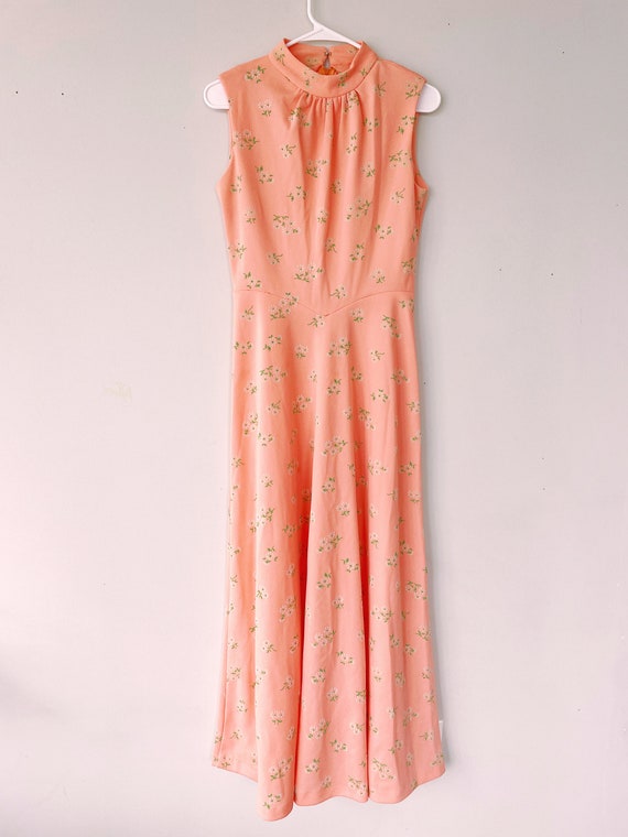 Vintage 70s Retro Daisy Floral Dress Size medium - image 1