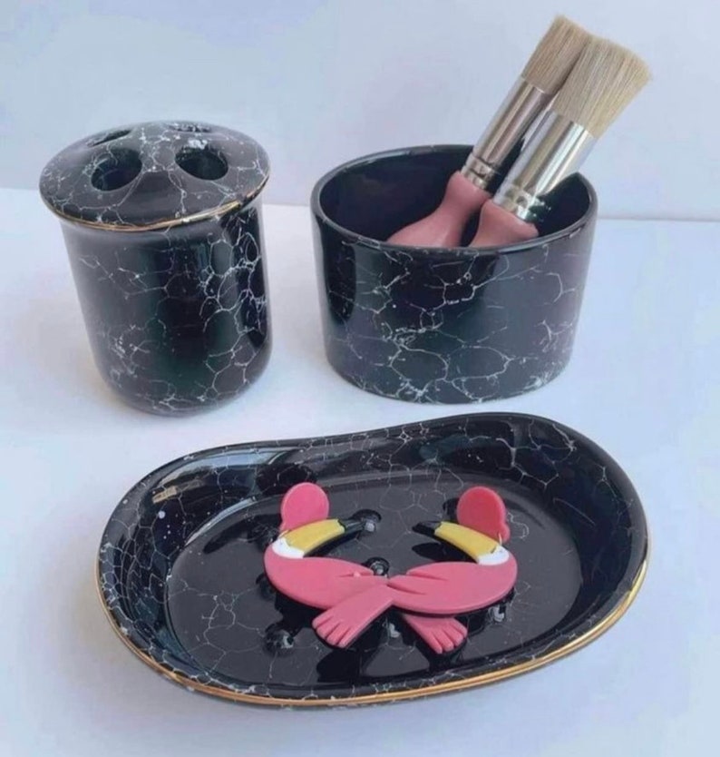 Vintage Ceramic Art Deco Bathroom Set Etsy