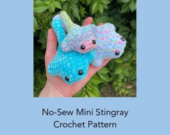 Mini crochet stingray pattern, no sew, quick make