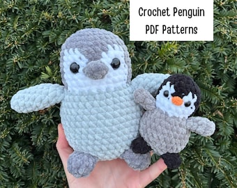Patrón de crochet de pingüino gordito y mini: sin costura