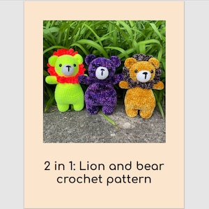 2-in-1 Bear and Lion Crochet Pattern