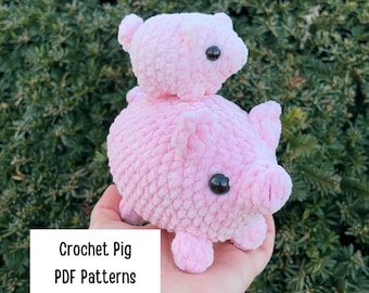 Pepper y Penny the Pig - Patrón de crochet para cerditos gorditos y mini sin costura