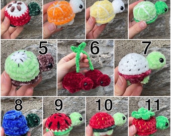 Mini crochet food themed turtle plush