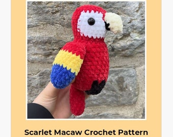 Patrón de ganchillo de guacamaya roja