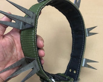 Turkish Kangal iron dog collar-agains wolf attack - iron spiked hand made XL